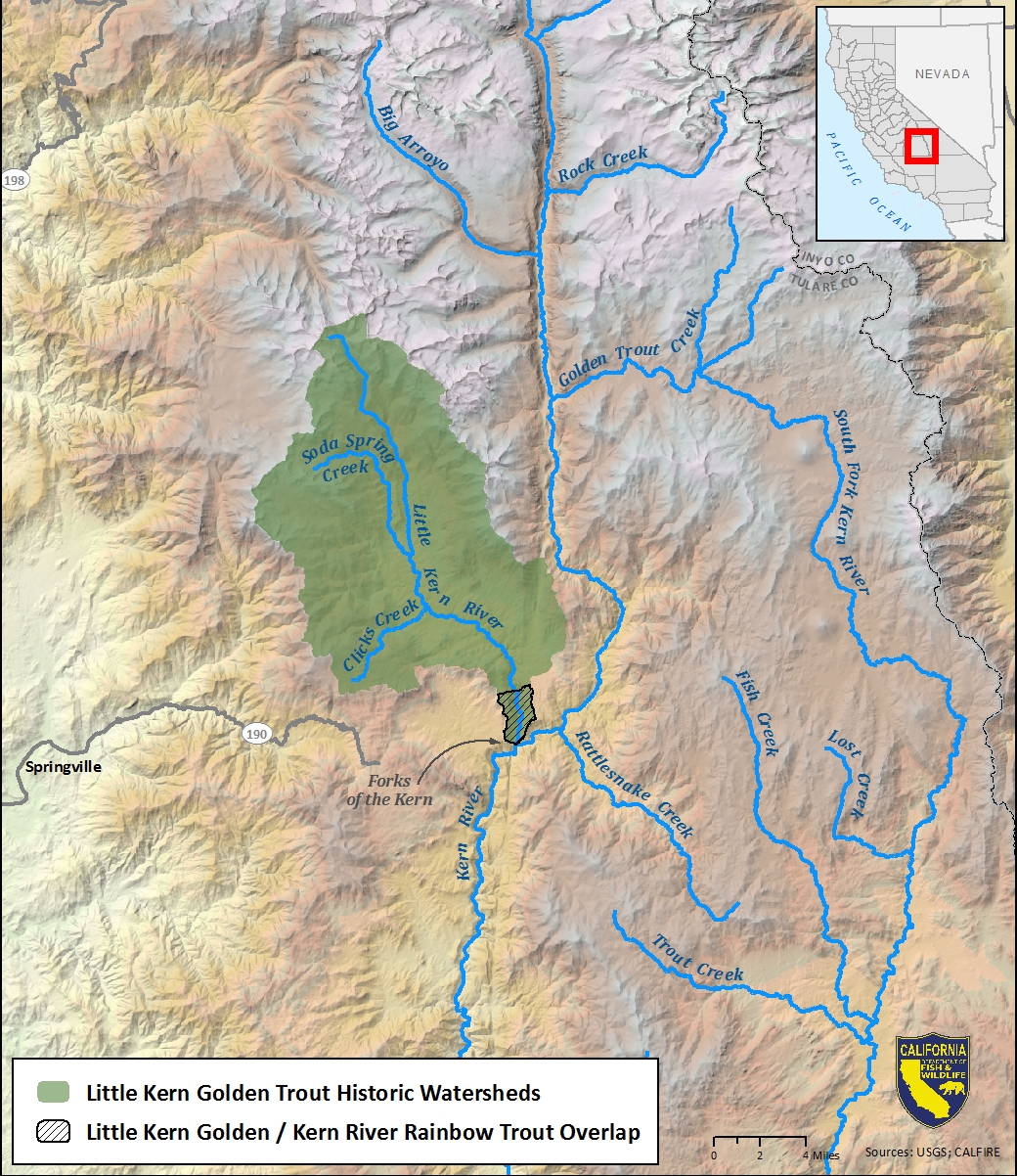 Map of Little Kern River historic watersheds