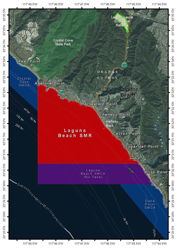 Map of Laguna Beach State Marine Reserve - click to enlarge in new tab