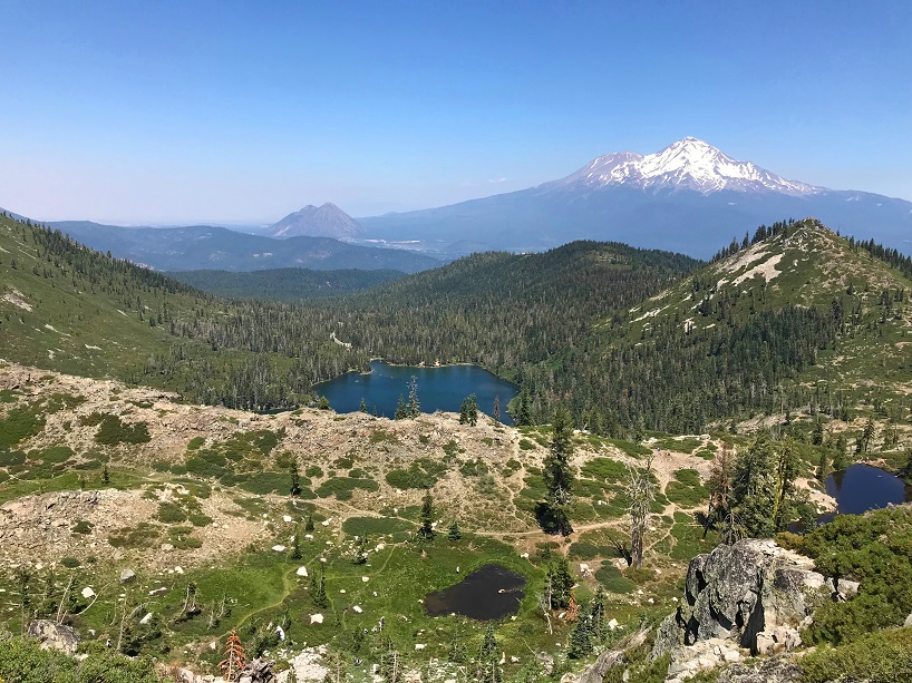 View of Mt. Shasta from the cliffs above Castle Lake