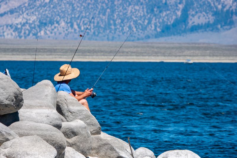 anglers fishing at lake crowley in Mono County