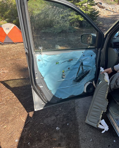 A door damaged by a South Lake Tahoe black bear.