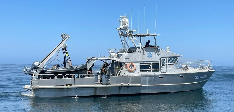 a CDFW law enforcement patrol boat in the ocean