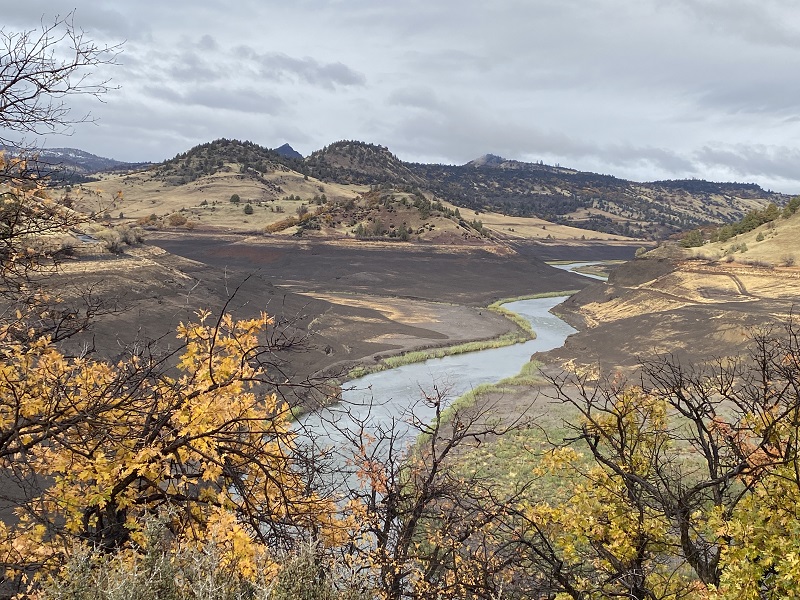 Overview of the Klamath River behind the former dam locations