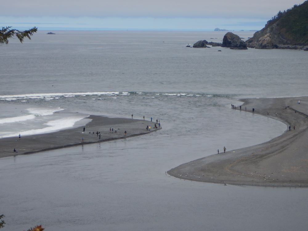People fishing at the mouth of the Klamath River