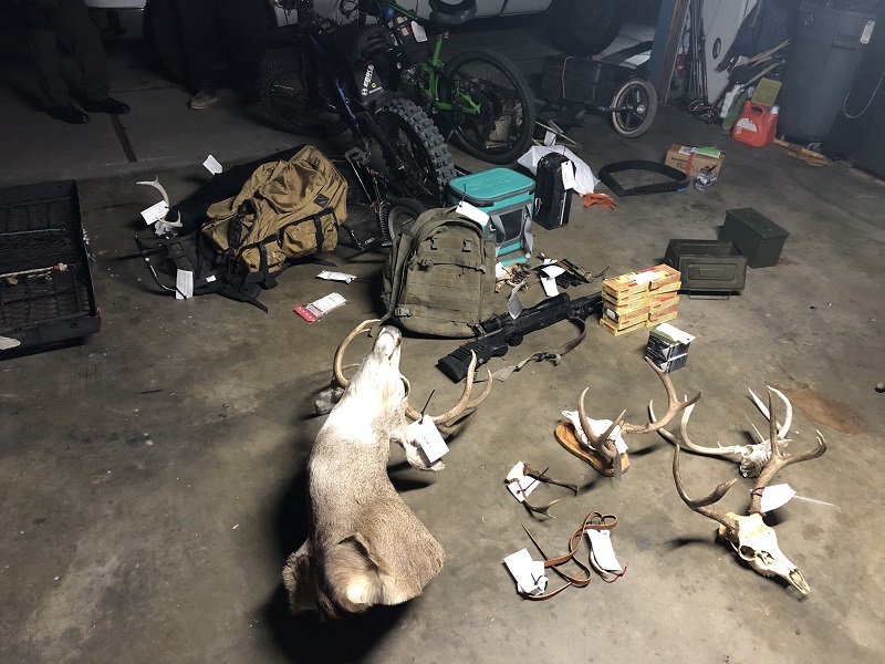 Poaching-related items, including animal skulls, a firearm and ammunition seized by CDFW wildlife officers.