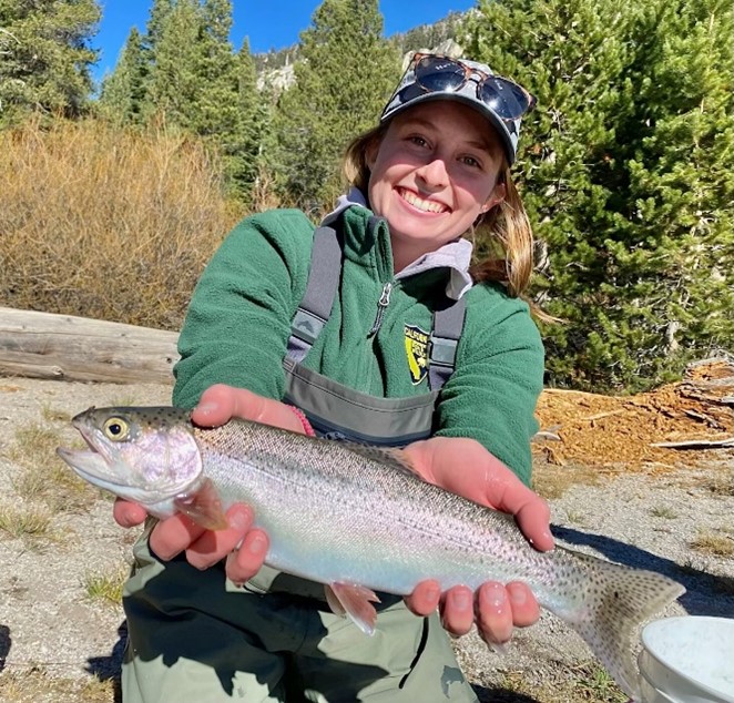 Rachel holding a trout