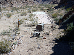 150-foot-long catch field behind fake rocks in the desert