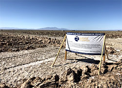 Dust suppression signs on the beach of the Salton Sea