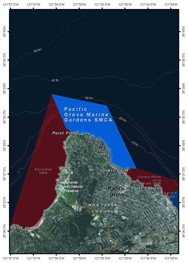 Map of Pacific Grove Marine Gardens State Marine Conservation Area - click to enlarge in new tab