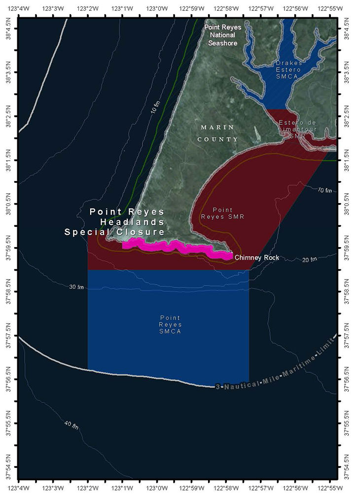 Map of Point Reyes Special Closure - click to enlarge in new tab