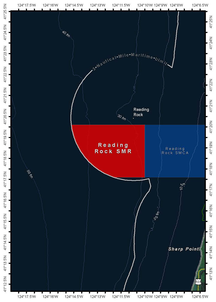 Map of Reading Rock State Marine Reserve - click to enlarge in new tab