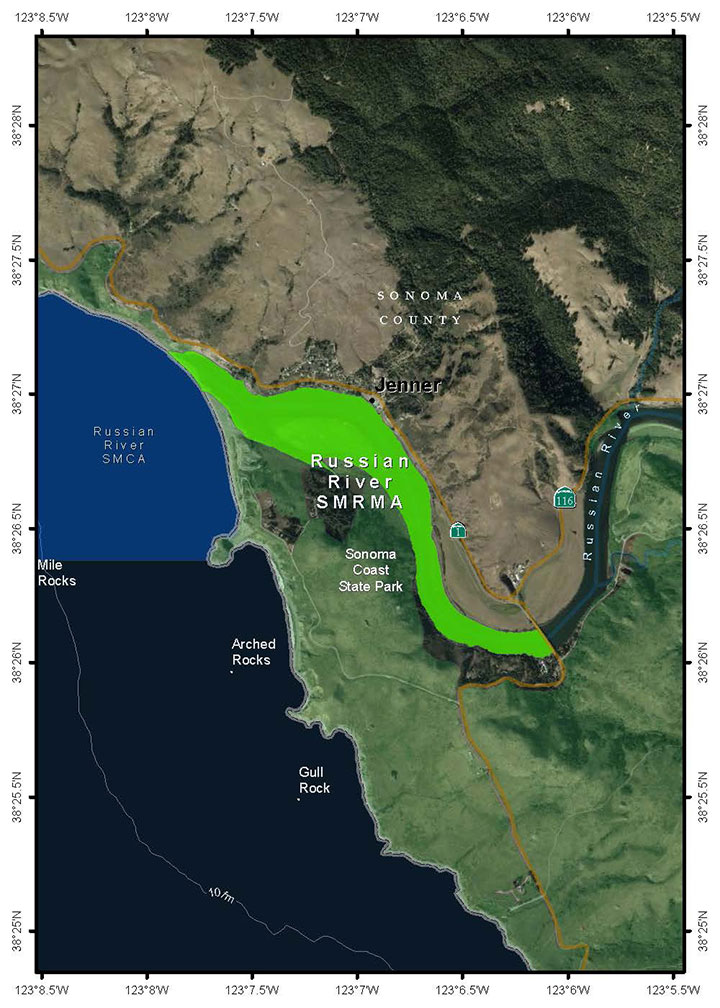 Map of Russian River State Marine Conservation Area - click to enlarge in new tab