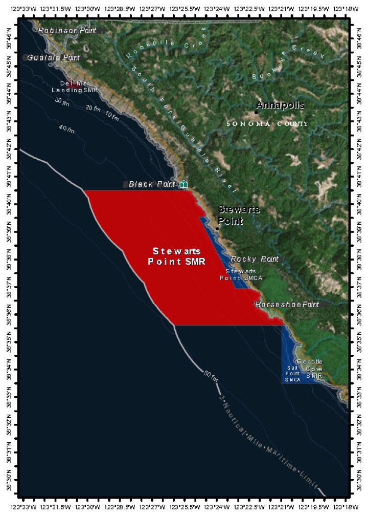 Map of Stewarts Point State Marine Reserve - click to enlarge in new tab