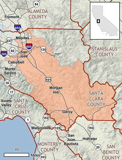 Santa Clara Valley Habitat Plan area map