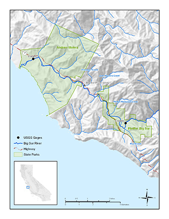 Big Sur River study map - click to open larger map in new window