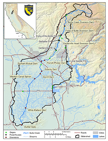 Butte Creek study map - click to open larger map in new window