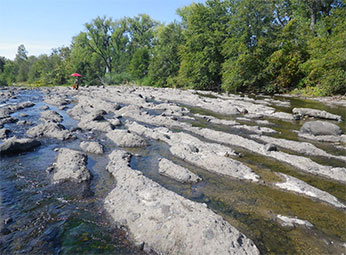 Exposed bedrock formation in Butte Creek