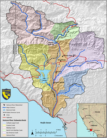 Ventura River Watershed Map - click to enlarge in new tab