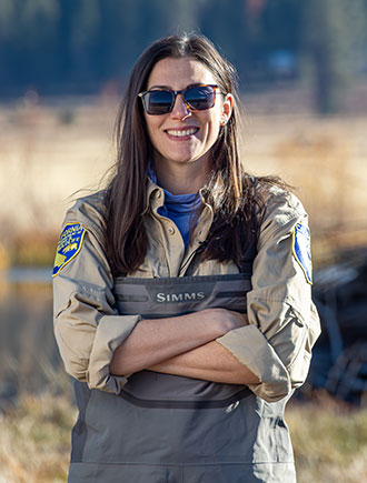 woman in field work uniform