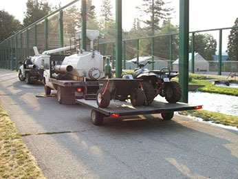 Hatchery truck with trailering an ATV