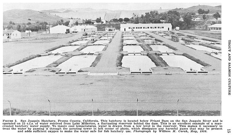 Black and white photo of San Joaquin Hatchery in 1956 - enlarge in new window