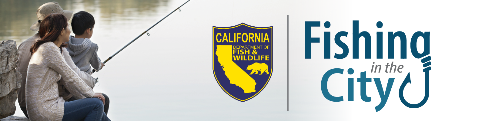 family fishing, CDFW logo, FIC logo