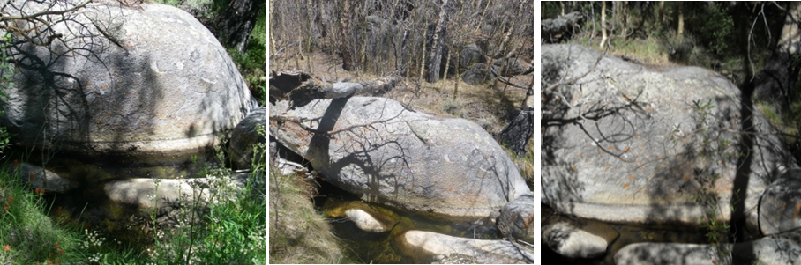 Photographs depicting a reference pool at North Fork of Cottonwood Creek in July 2008, May 2014, and June 2016. Prolonged drought conditions caused the pool to become isolated and shallow