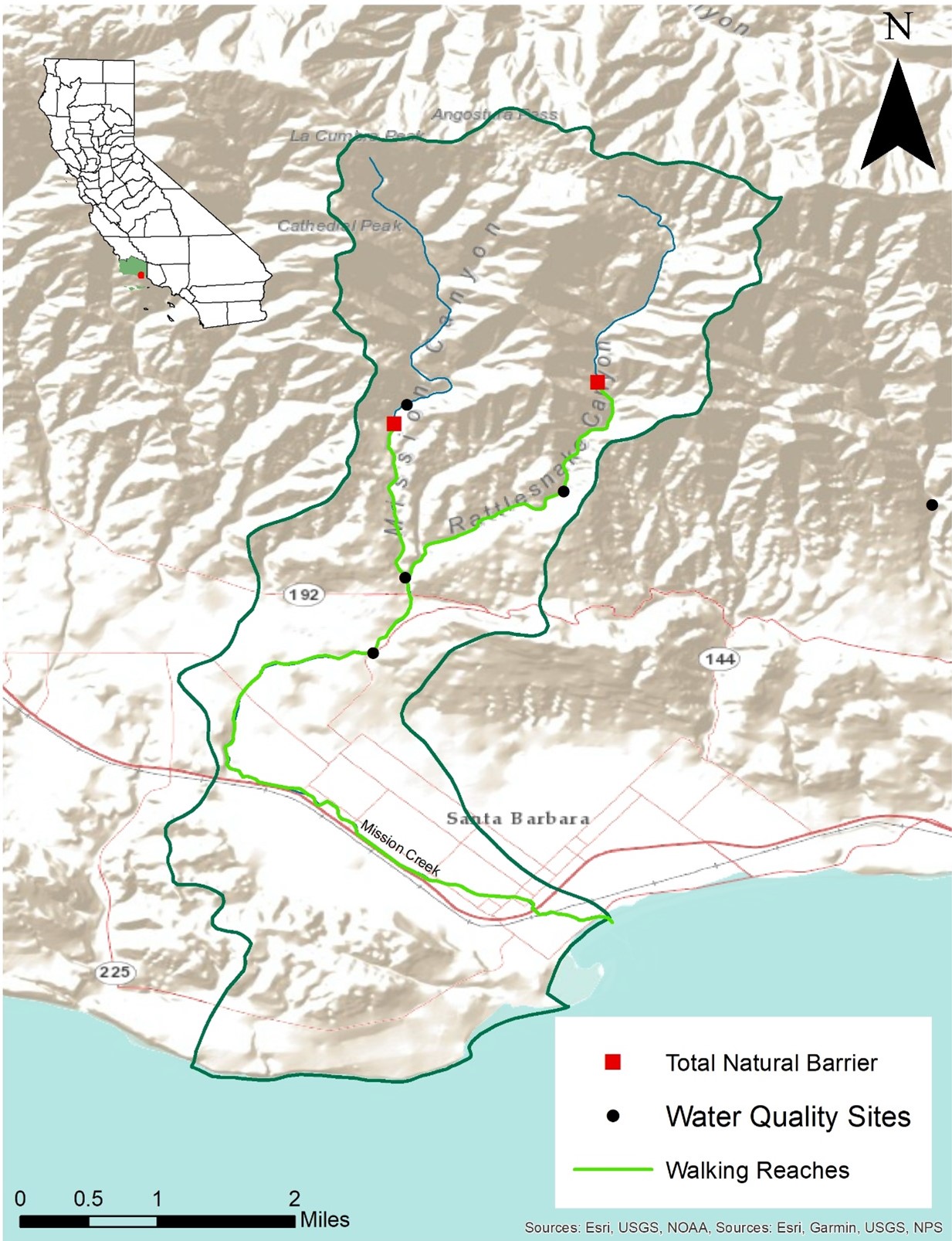 map of mission creek study area