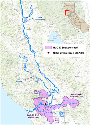 Map of the Russian River watershed - Click to enlarge image in new window
