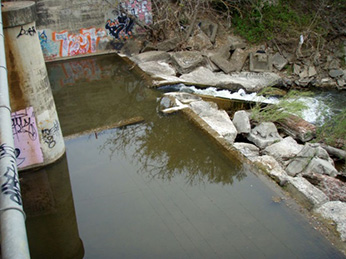 Figure 4. Uvas Creek at Bolsa Road ladder in (A) March 2013