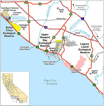 Map of Bolsa Chica ER - click to enlarge in new window