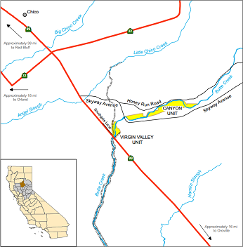 Map of Butte Creek Canyon ER - click to enlarge in new window