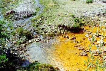 A creek with mineral deposits