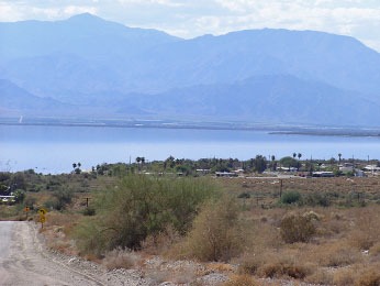 Viewing the Salton Sea from high above the west shore