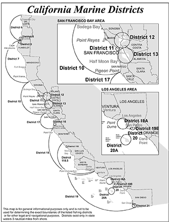 commercial fishing districts along coast and inland waters
