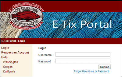screenshot of E-Tix login screen - link to open system in new window