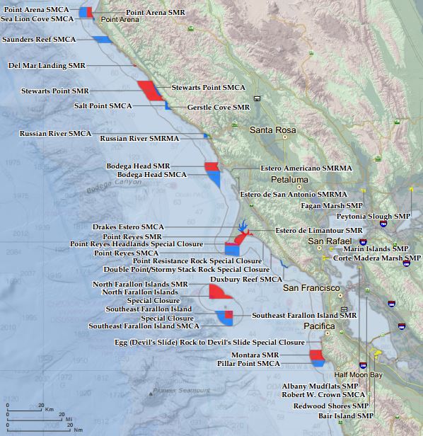 Overview Map of North Central CA MPAs - click to enlarge in new window