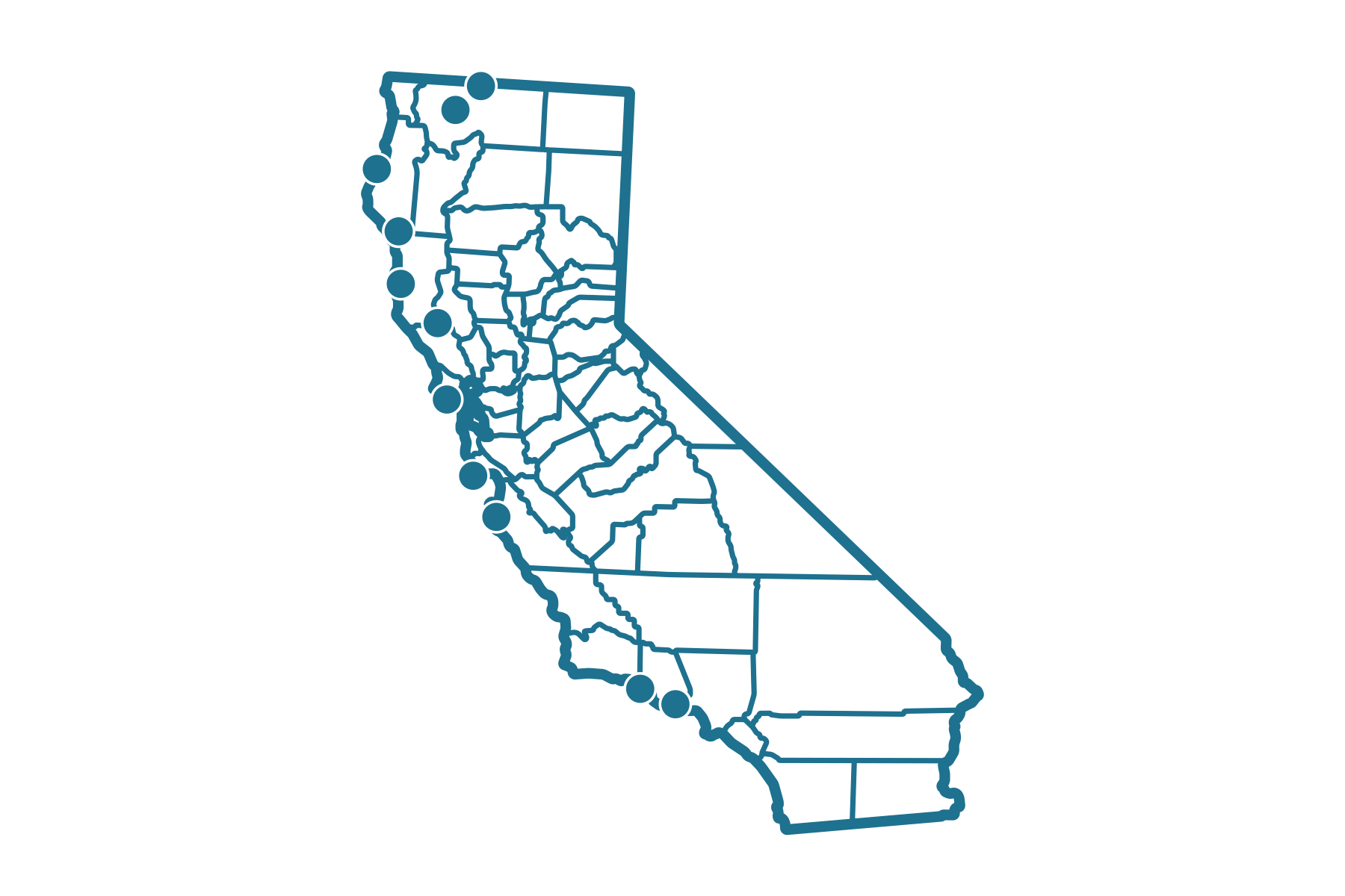 State of California map with CMP project locations